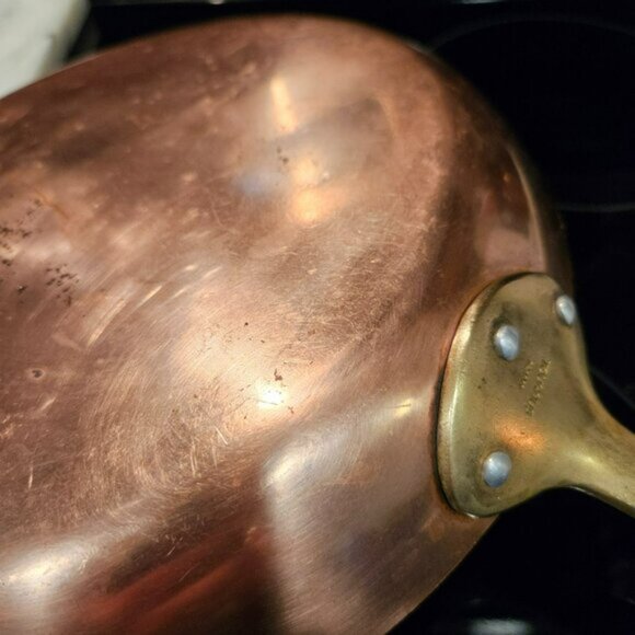 Vintage Tournus French 10 in Copper with Brass Handle Sauté Pan - Picture 8 of 15